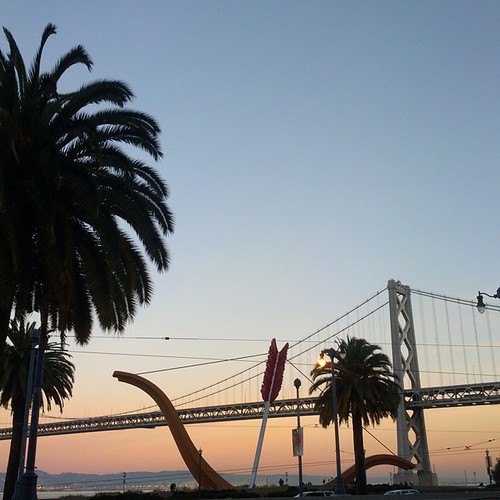 #tbt - Cupid in San Francisco #nofilter #nonfilter #cupid #sanfrancisco #cistravels #sunset #usa #cali #california #sf #palmtree #bridge vsco #vscogrid #vscocam